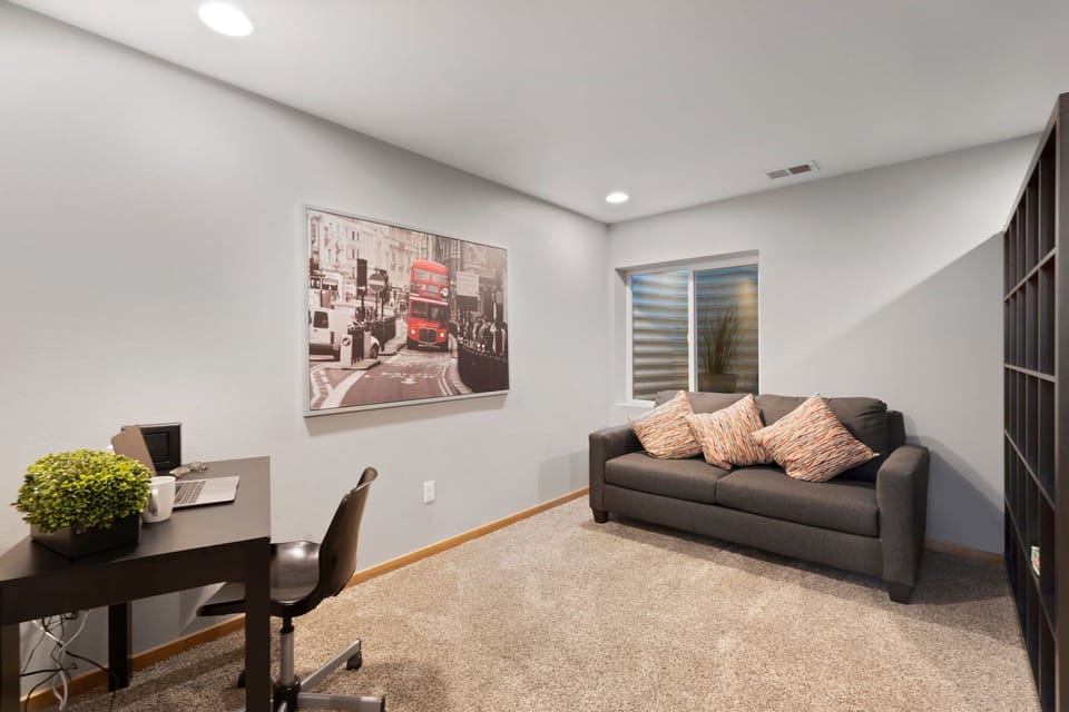 Living Area with Laptop-friendly Workspace (basement level)