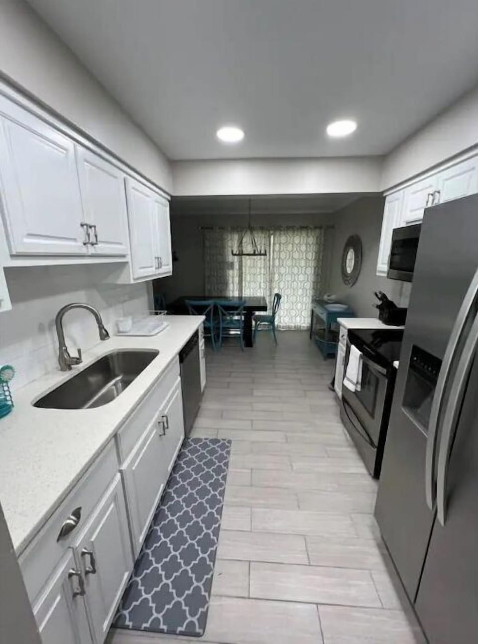 Kitchen equipped for standard cooking needs.