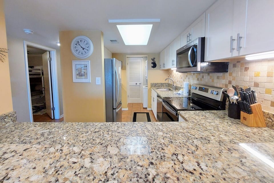 The newly remodeled kitchen is equipped and ready for you to prepare dellicious, home-cooked meals.