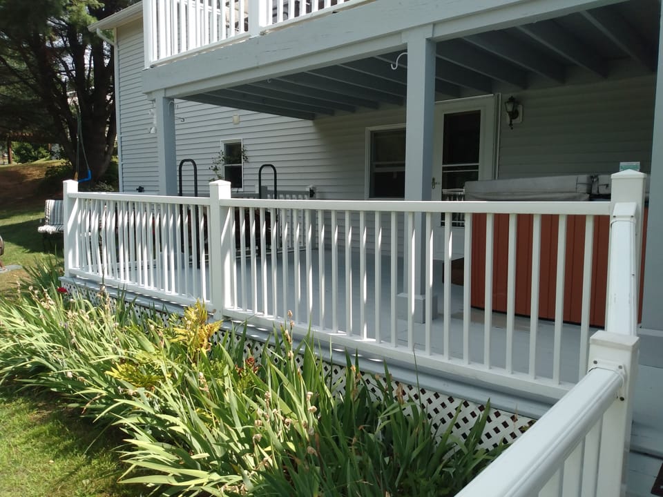 Your private deck with a grill and utensils, great views
