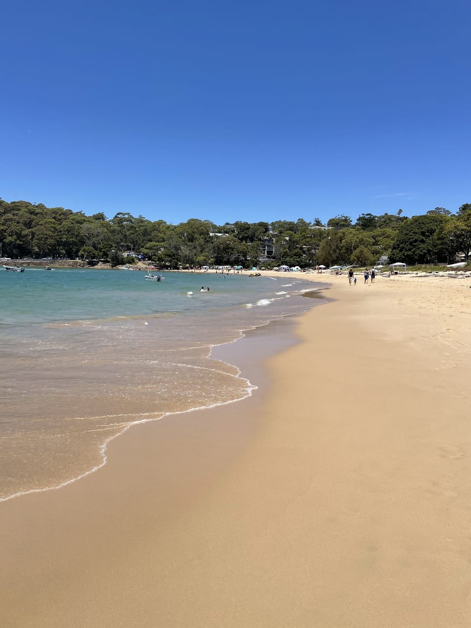 View to village centre from house-end of beach