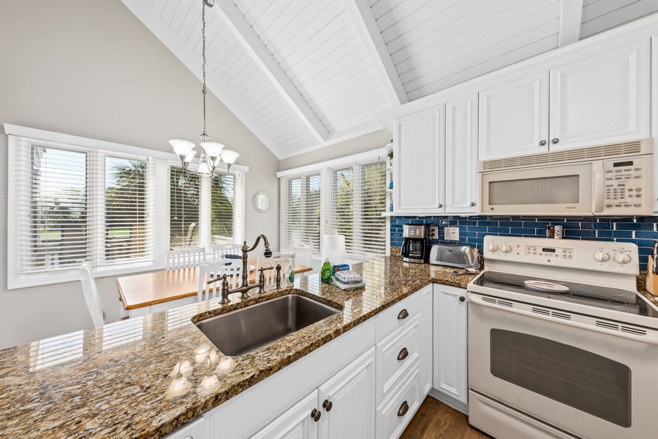 Ample counter space for prepping meals or serving buffet-style.