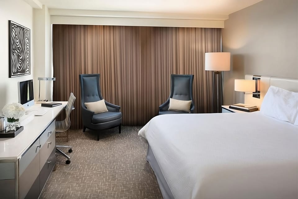 Relax in a quiet retreat with blackout curtains for deep sleep