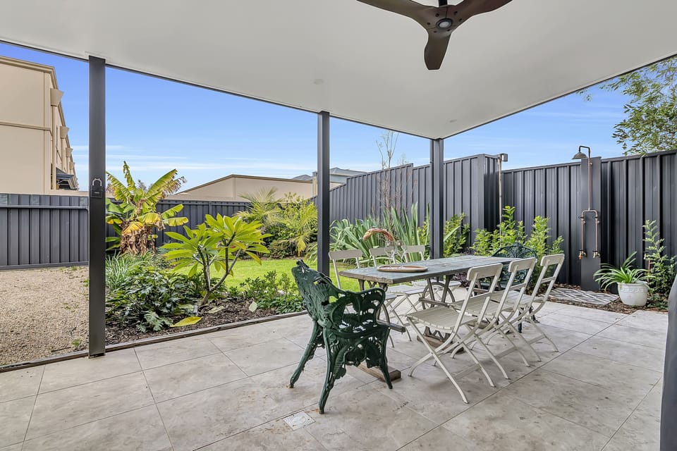 Serene garden view for relaxing gatherings.