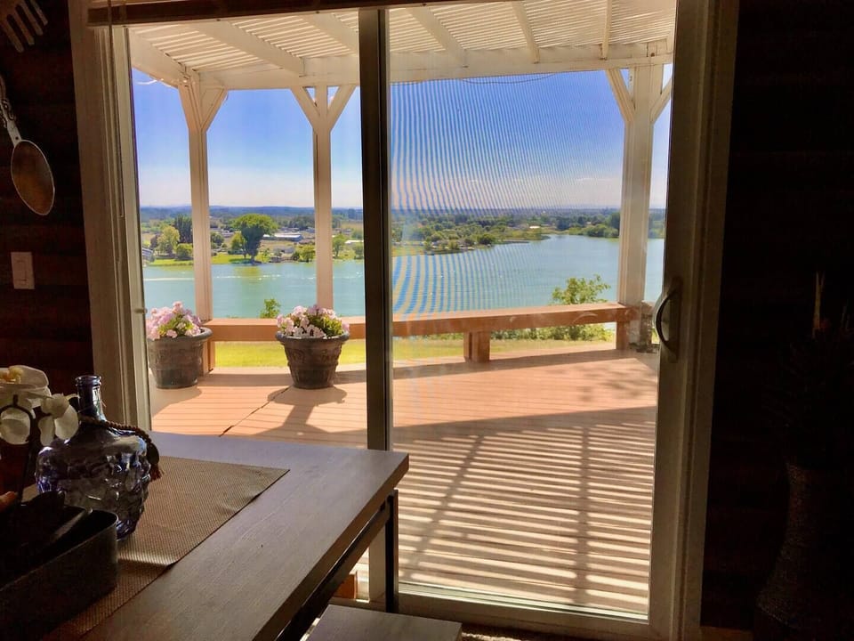 Dining area with lake views