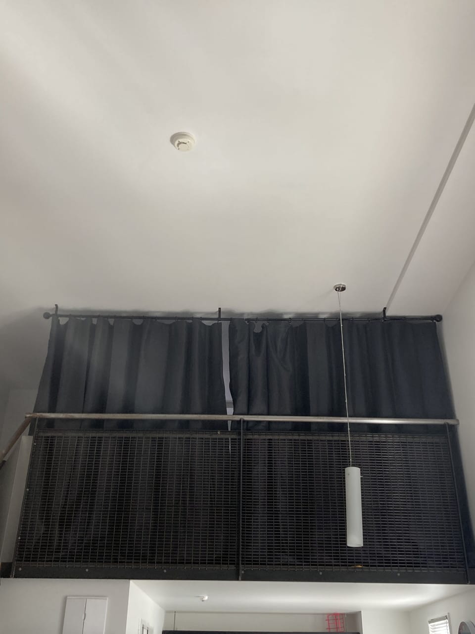 Loft with curtains drawn