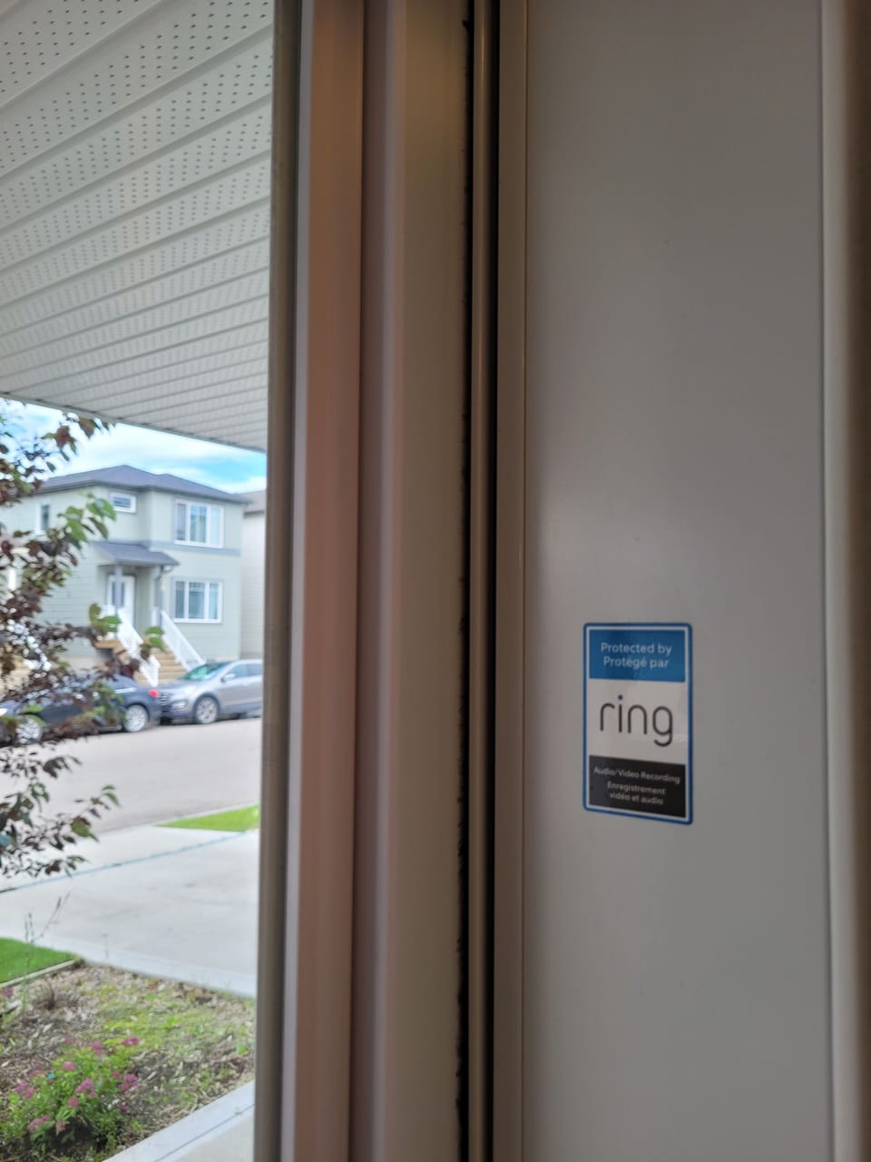 This property has a RING system mounted on the exterior of the property. 