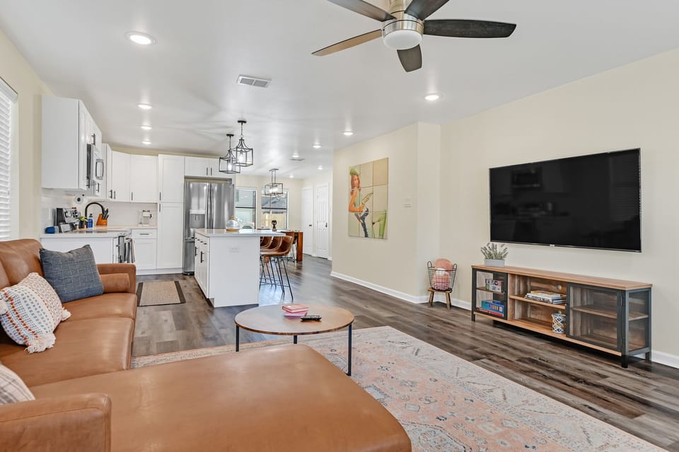 View of living room and kitchen 