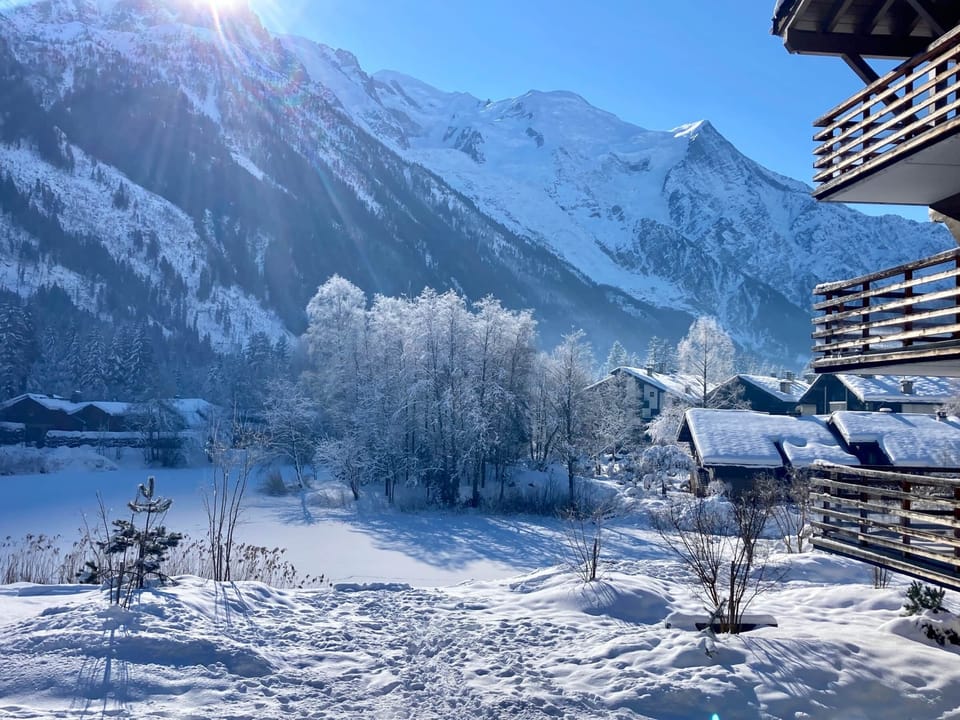 Mont Blanc view from balcony - winter