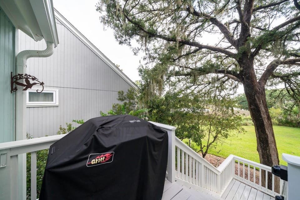 There is a gas grill on the back deck