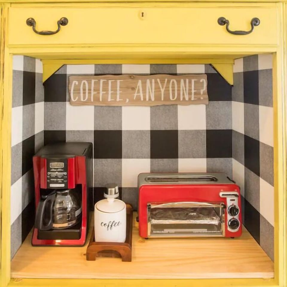 Fully stocked coffee bar. Coffee, sweeteners, cream. 