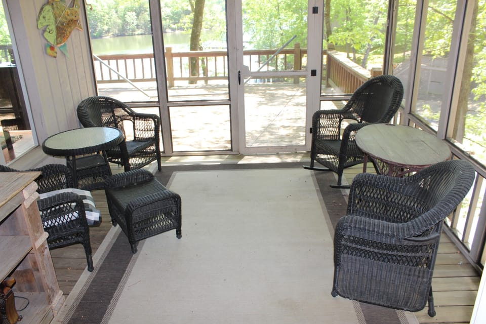 screened porch overlooking the lake