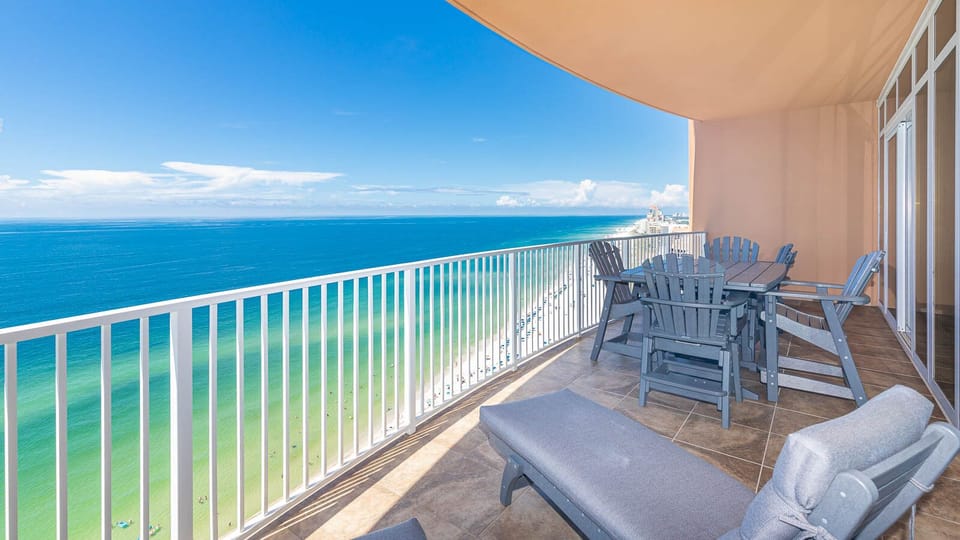 Lounge on the spacious balcony, savoring the fresh breeze and captivating coast views all around you