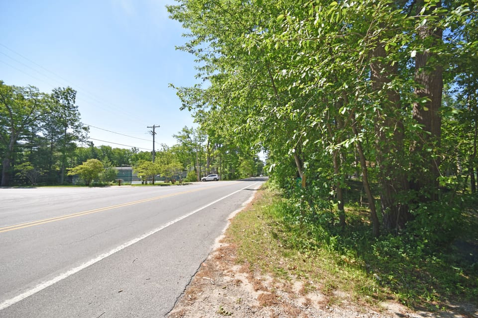 The view of the town park, looking right from the driveway. 
