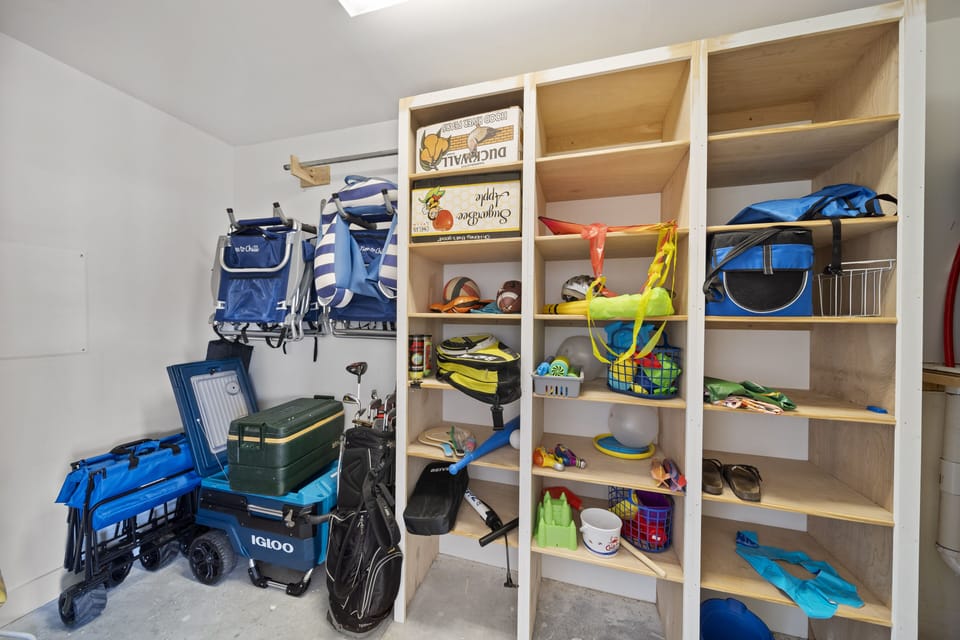 Renter's closet stocked with everything you need for pool or beach
