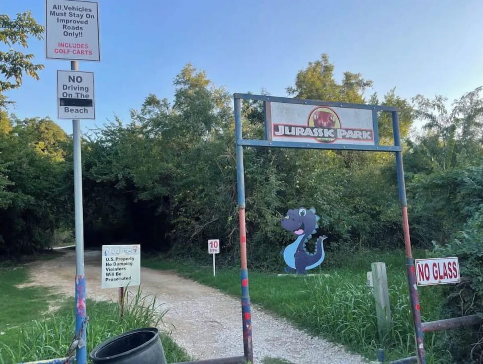 Jurassic Park is a beach 1 mile away.  Can only be accessed by golf cart or UTV.