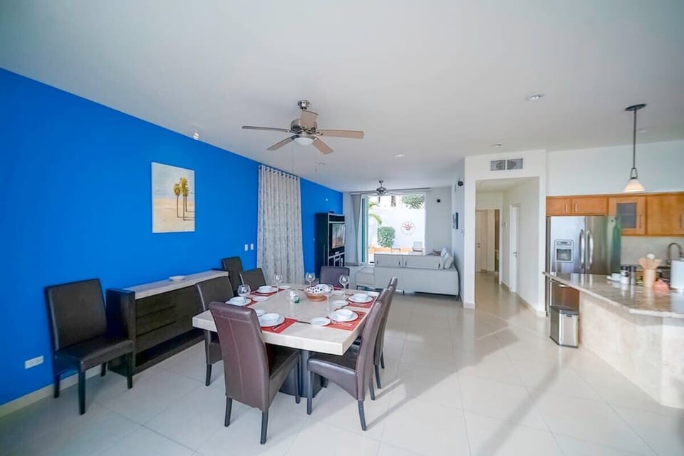 Vibrant open-plan dining area.