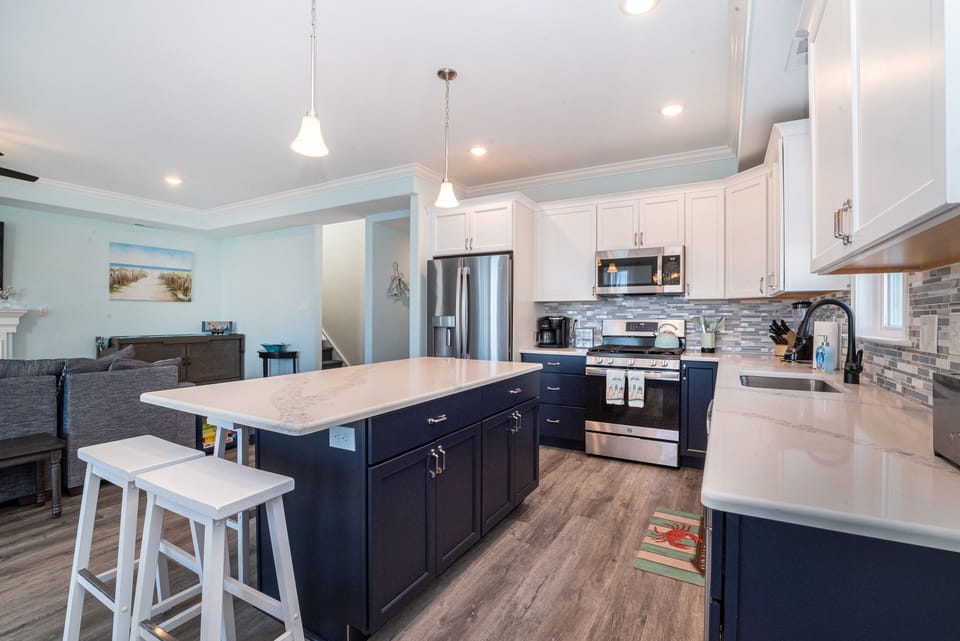 Modern kitchen with stainless steel appliances 