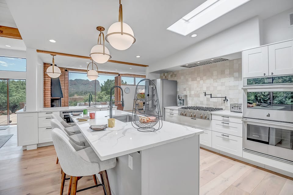 Large Kitchen Island with Seating-Gorgeous Fully Equipped Kitchen with Stainless Steel Appliances