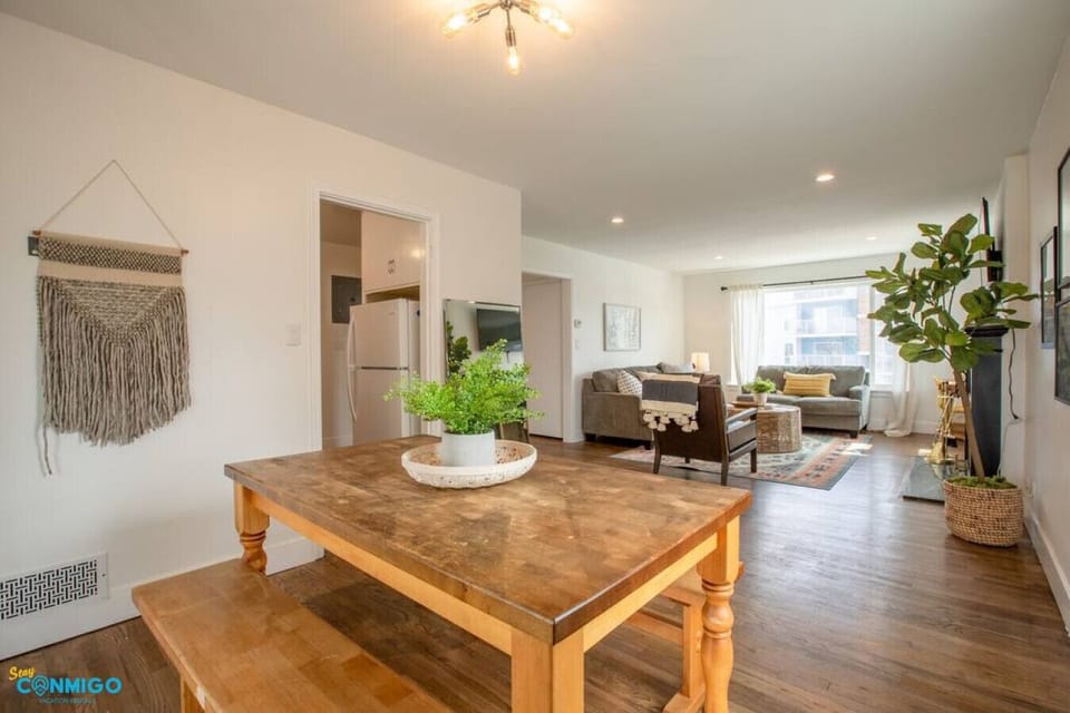 Dining area with view into living room