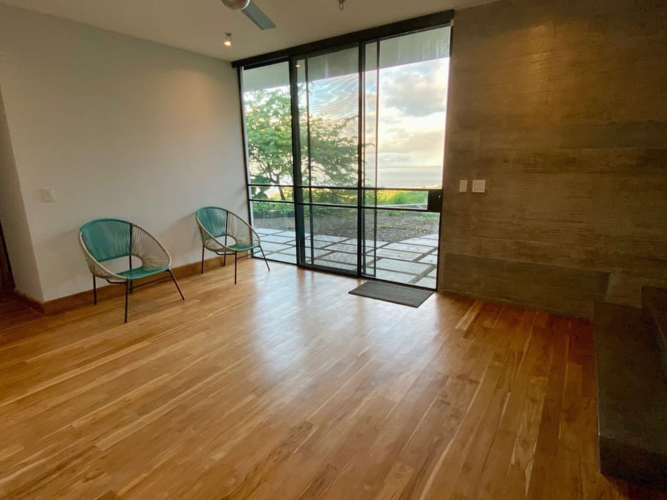 Yoga room and walk out to terrace and pool