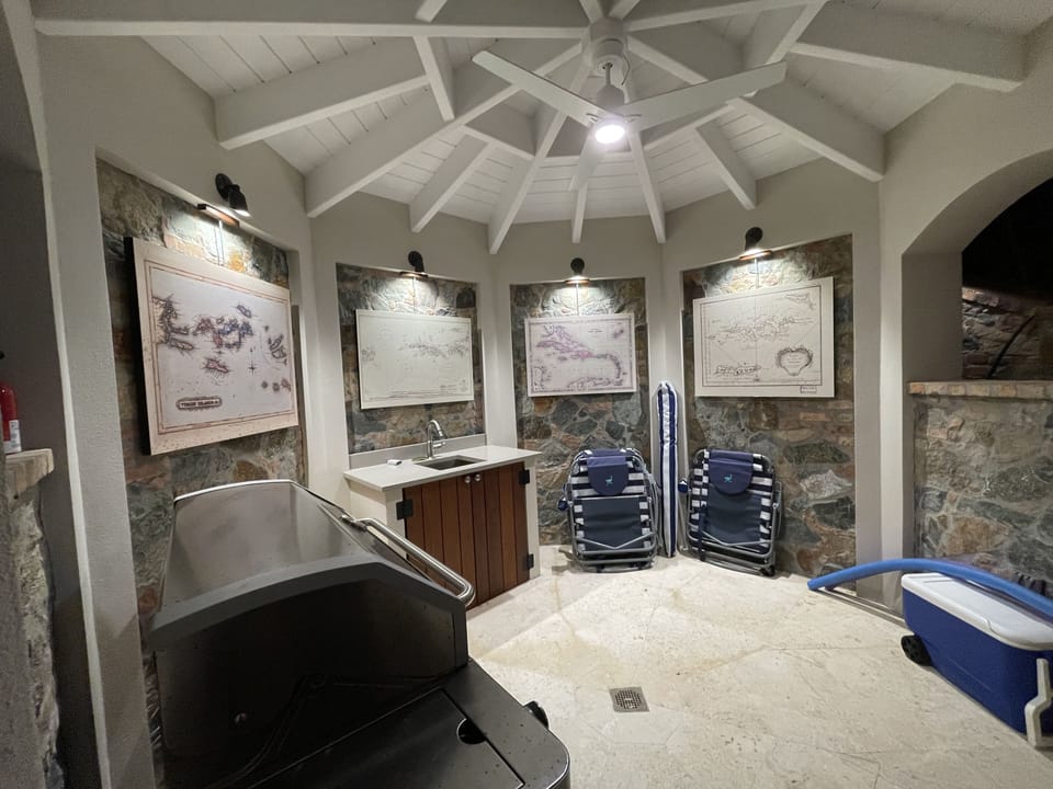 Pool cabana with grill