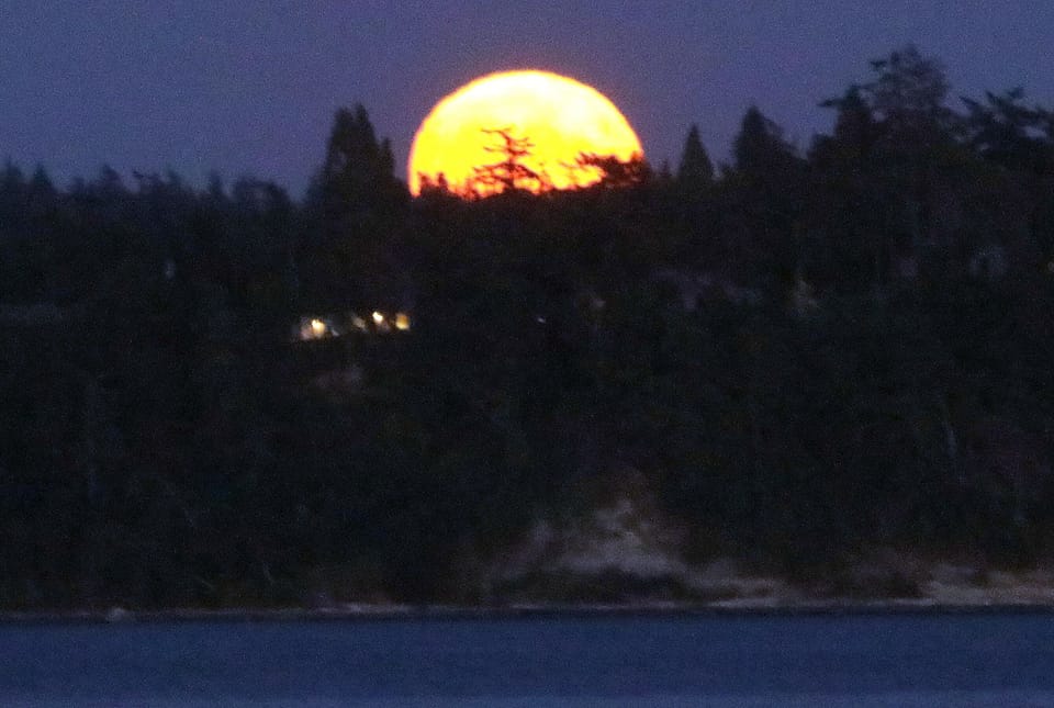 Moonrise across Penn Cove