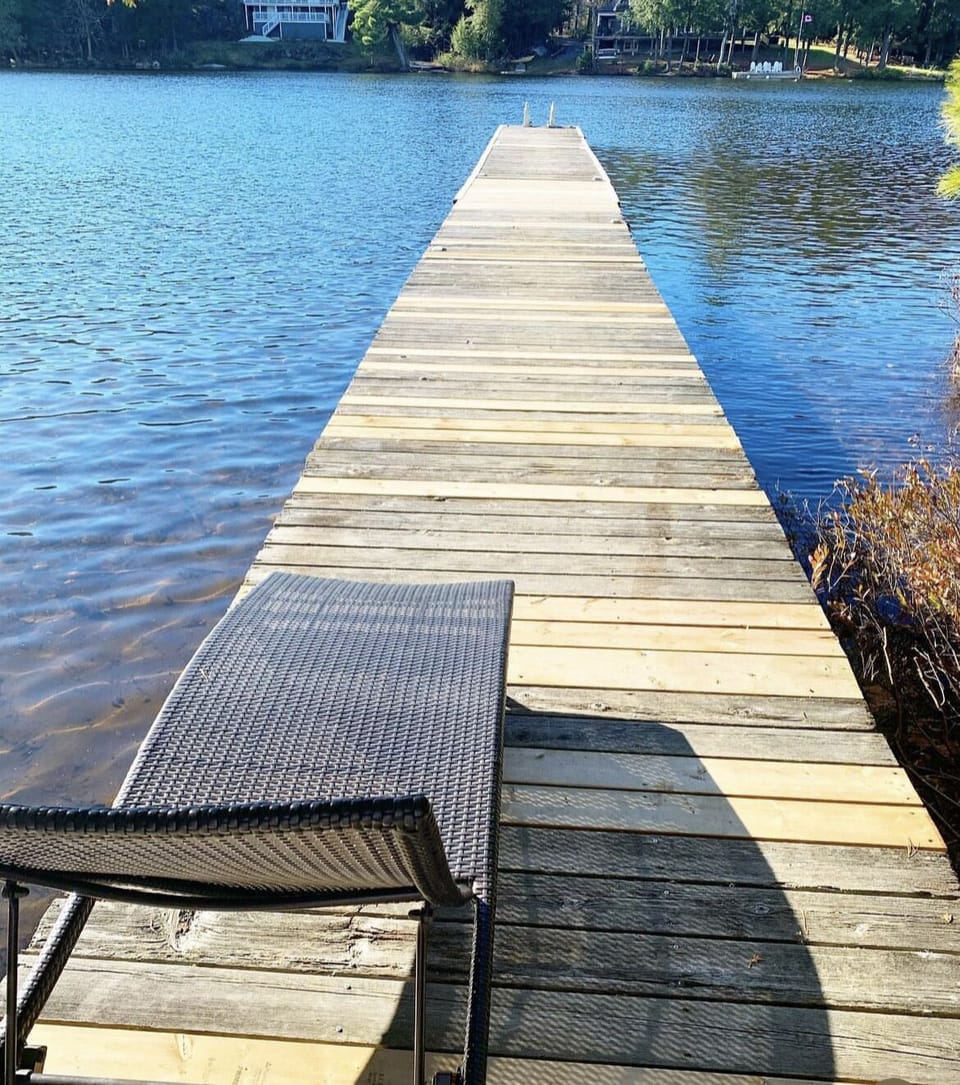 80 foot swim dock with slanted easy to use ladder 