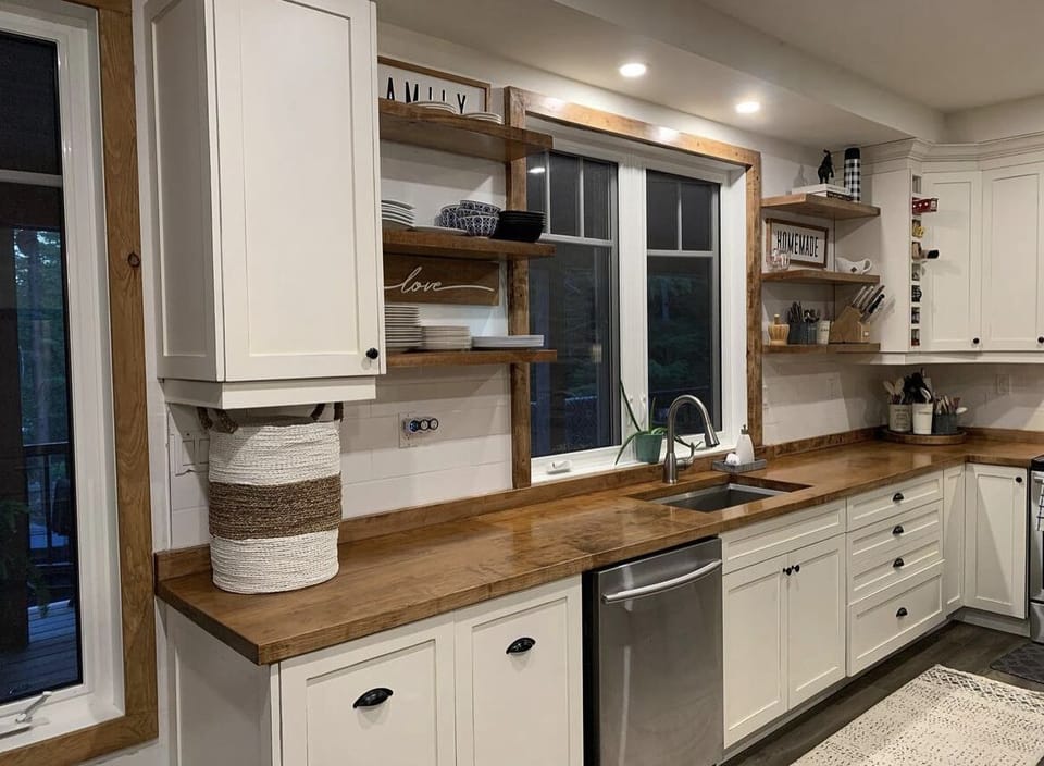 Kitchen with Maple wood counters 
