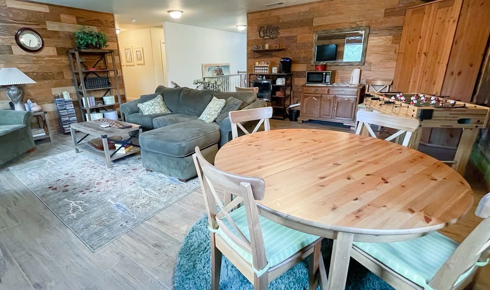 Lots of space for lounging, playing games or enjoying a meal together. 