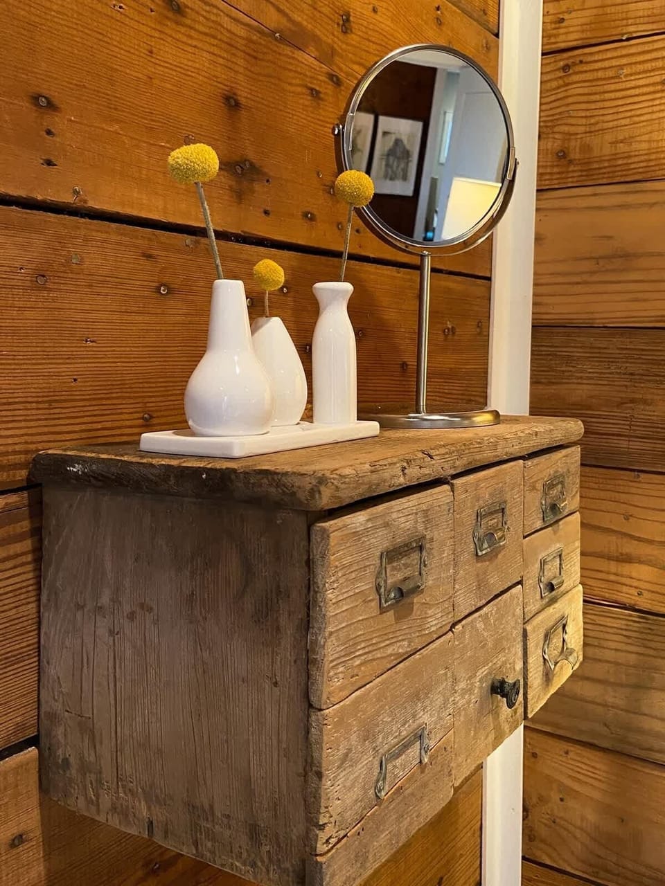 One of many vintage/modern decor juxtapositions in the house