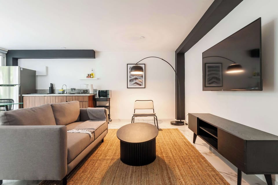 Modern living room with a TV