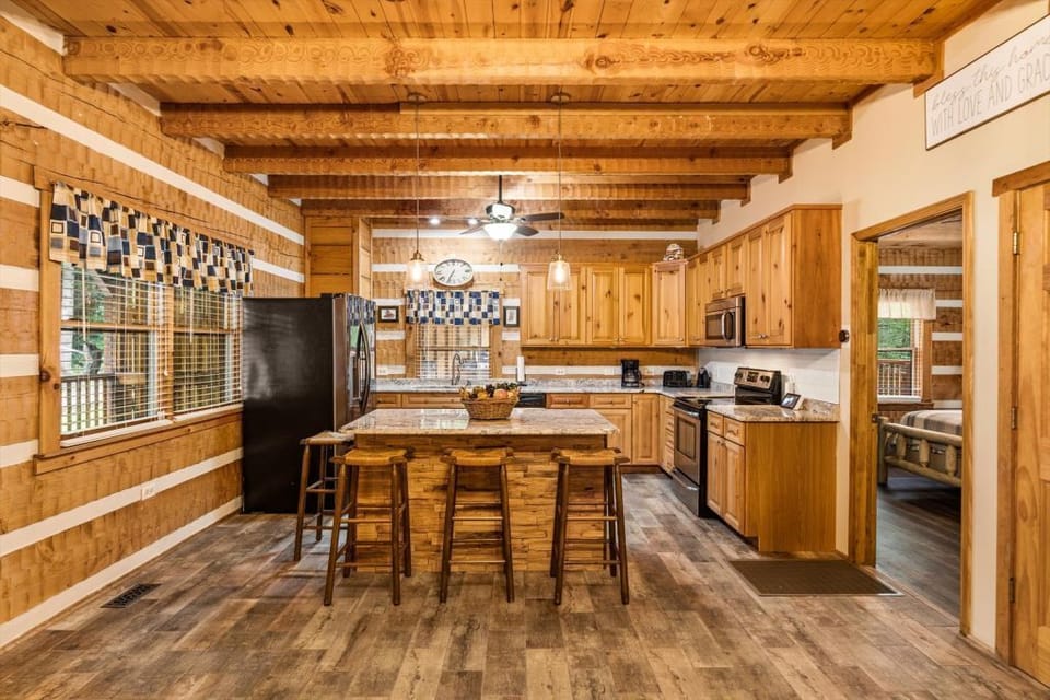 View of kitchen with island
