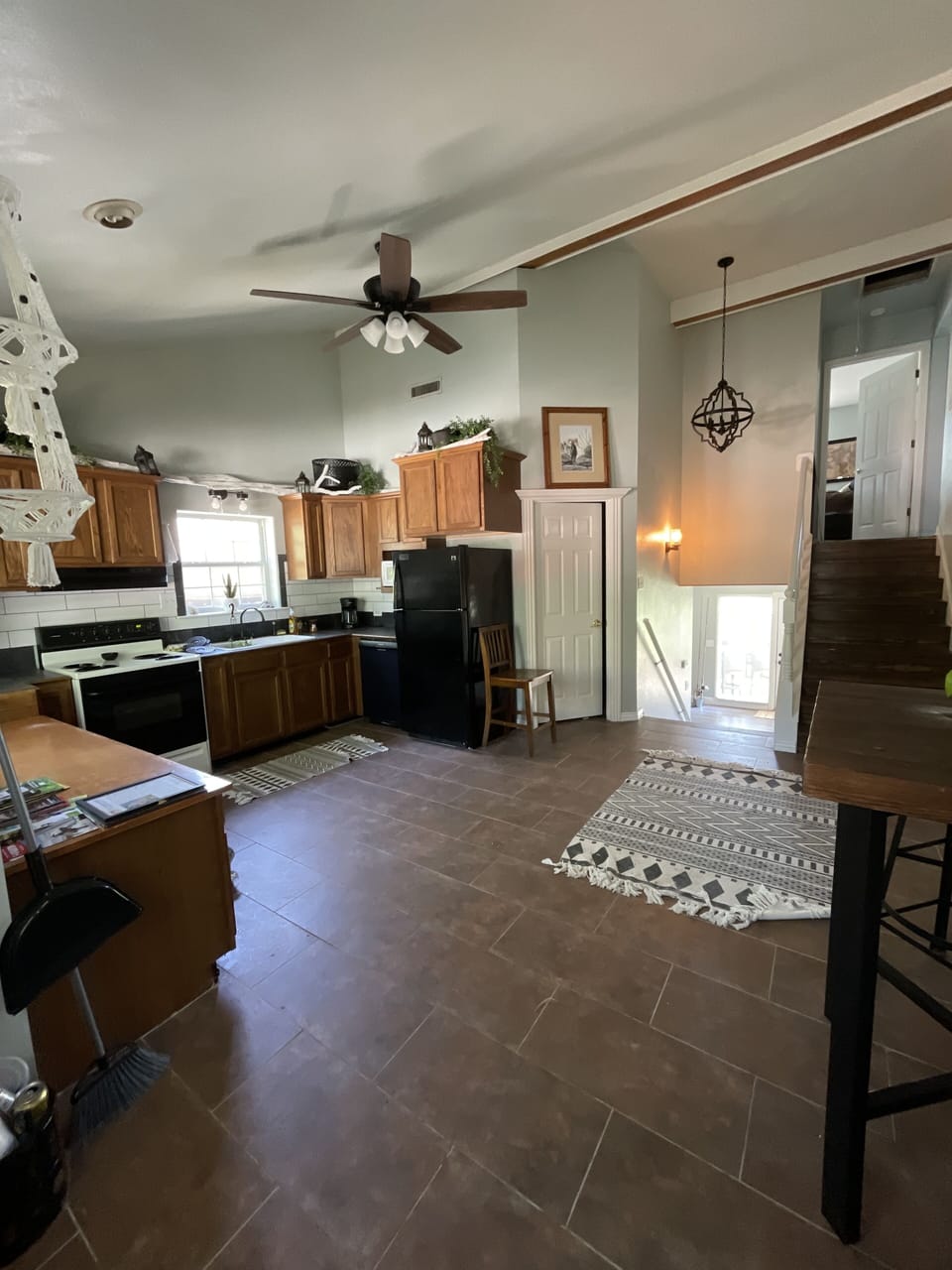 From the front door, walk into the kitchen
