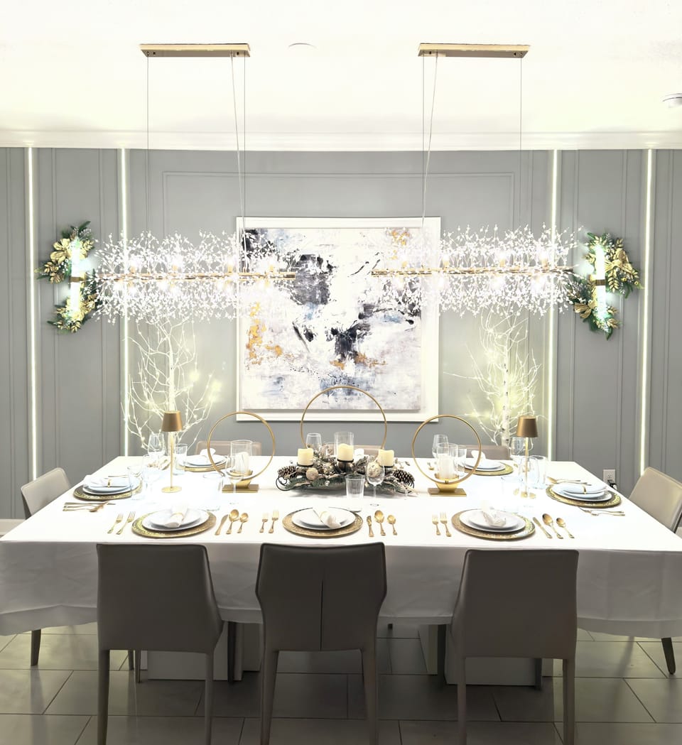 Dining Room shown with Holiday Decor 