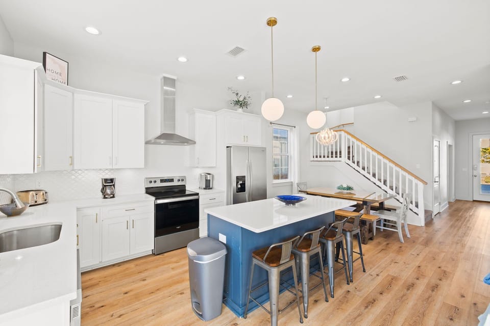 Kitchen island with extra seating.