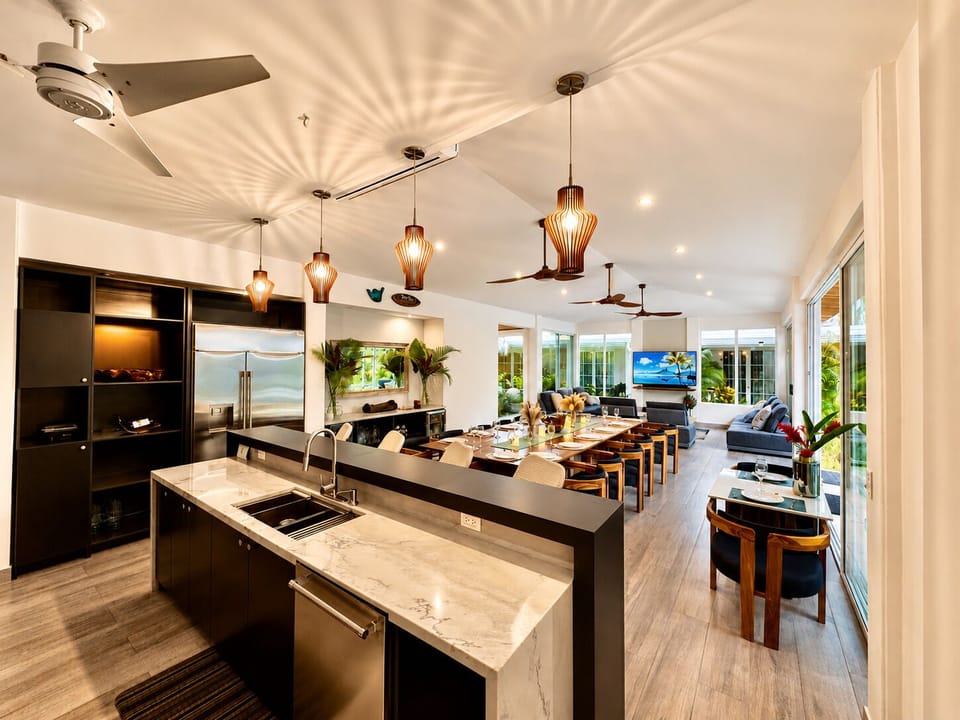 Open spaces from kitchen through great room perfect for large groups
