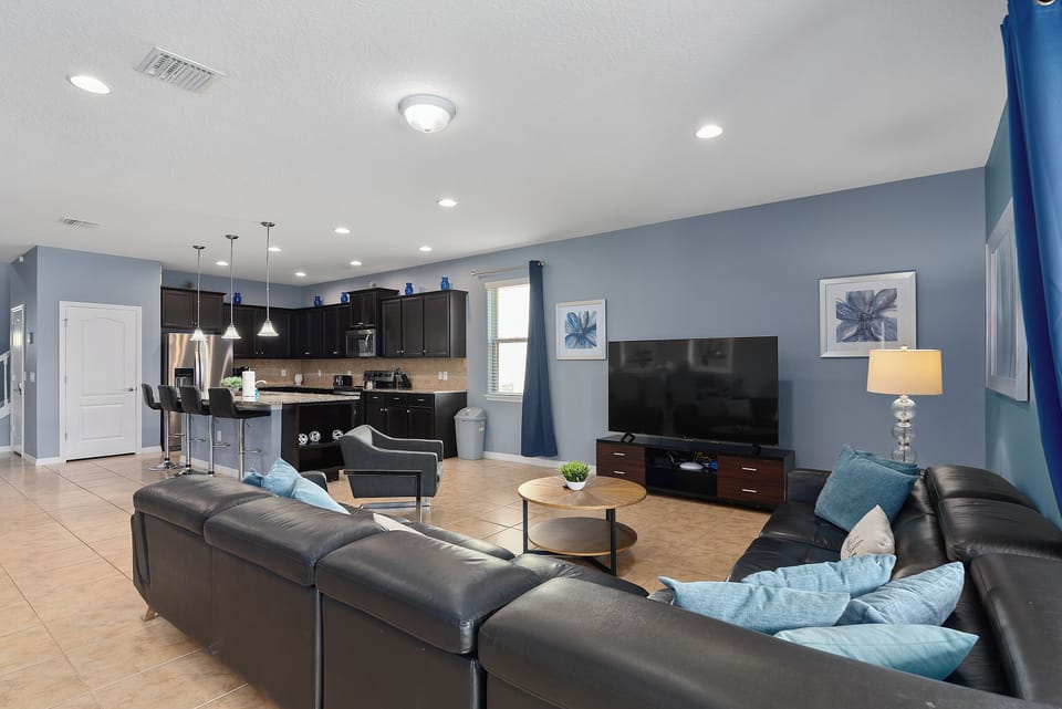 Living room with 65" smart TV