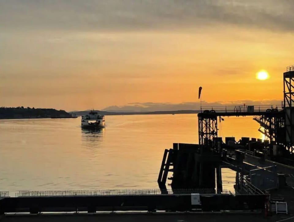 Seattle Ferry terminal at sunset