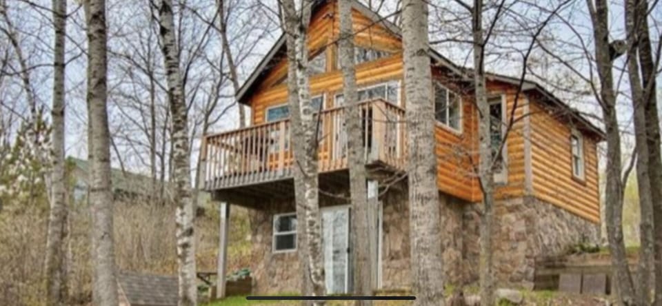 Lake side of cabin, deck with a view!