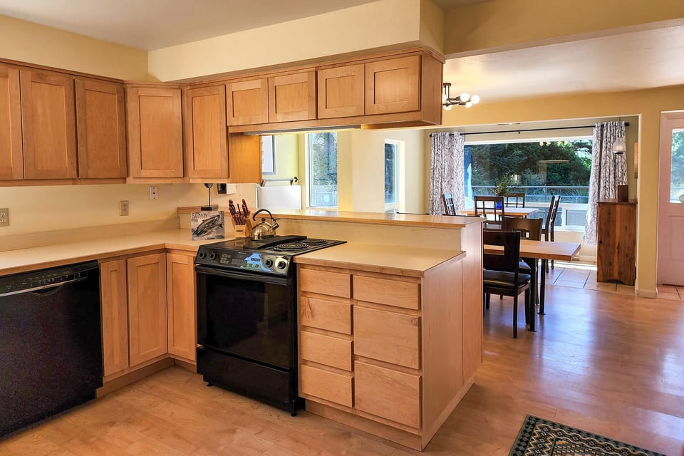 Open kitchen with plenty of space to whip up the catch of the day.