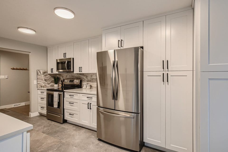 Sleek, updated and modern kitchen.