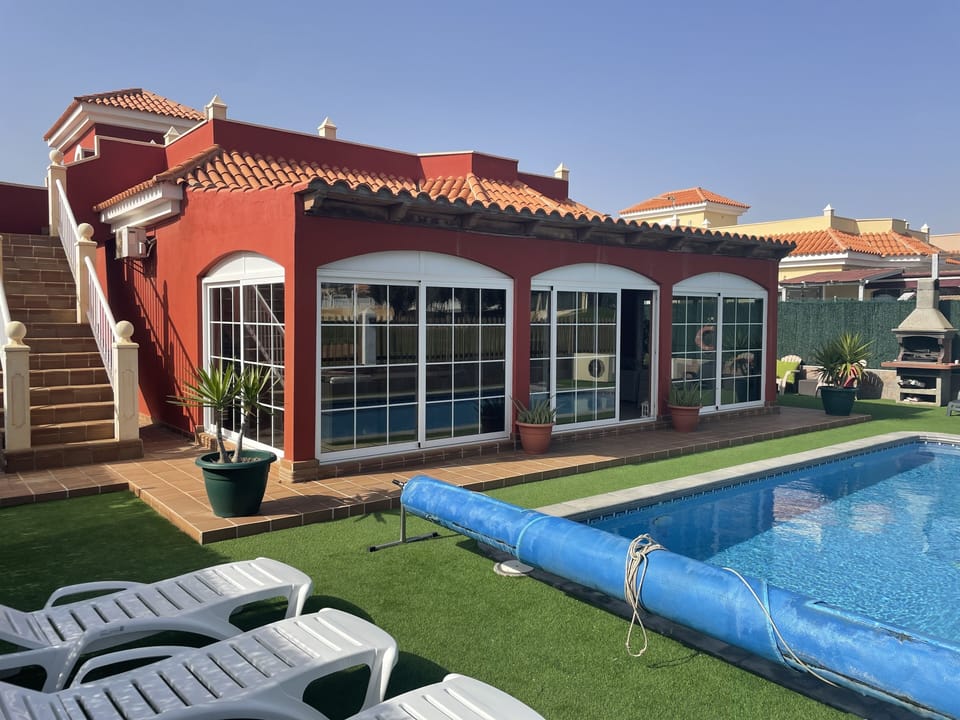 Large patio and heated pool 