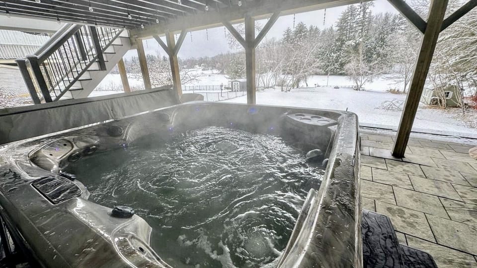 Hot tub with lake view