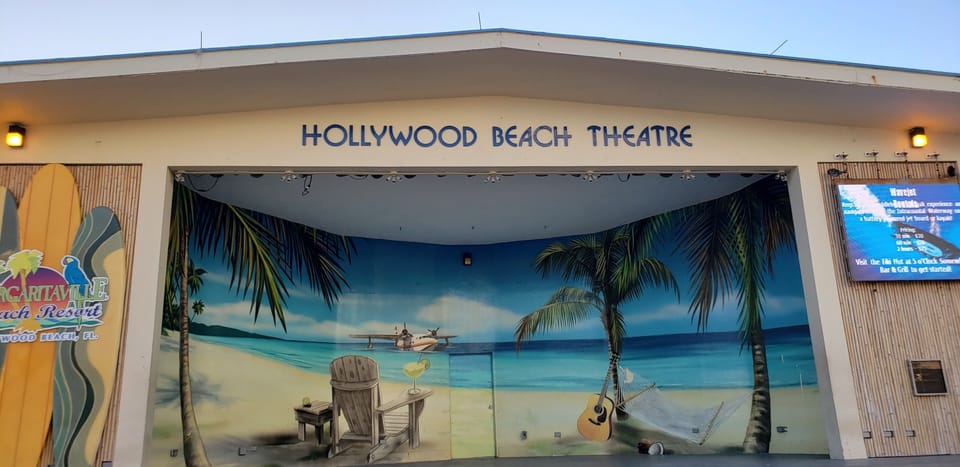 Hollywood Beach Amphitheater and Margaritaville district is about 20 minute walk