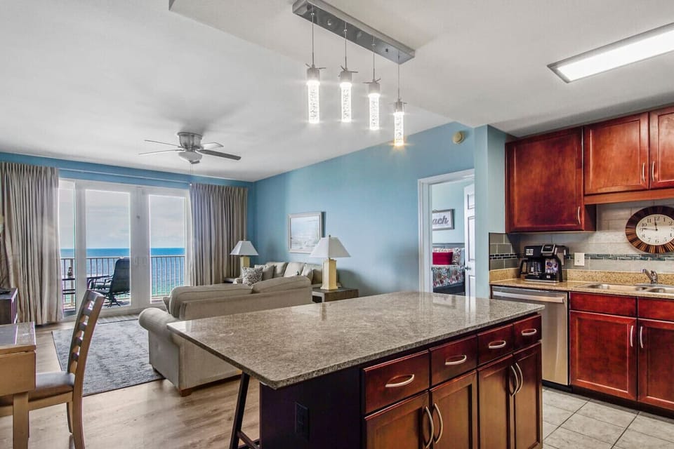 Kitchen, Dining and Living Areas