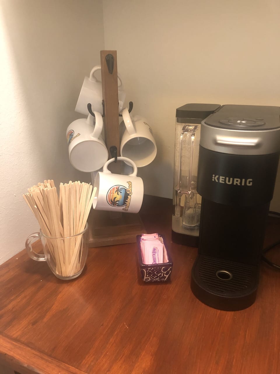 Enjoy some coffee at the coffee bar located right off the kitchen. 