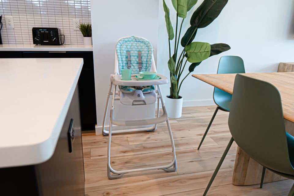 High chair with children's place setting