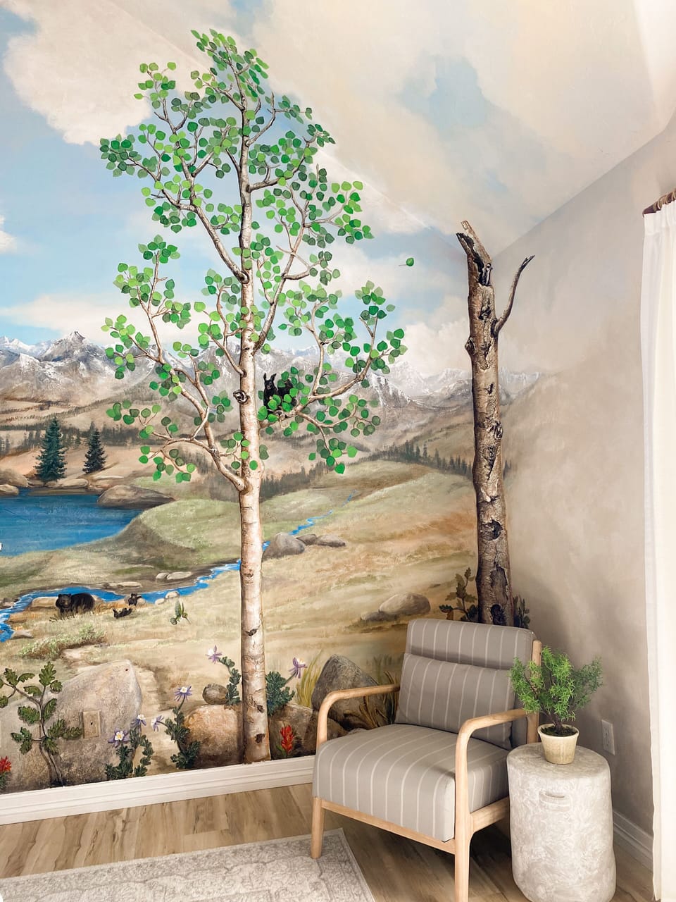 One of my favorite corners of the house under the aspen tree