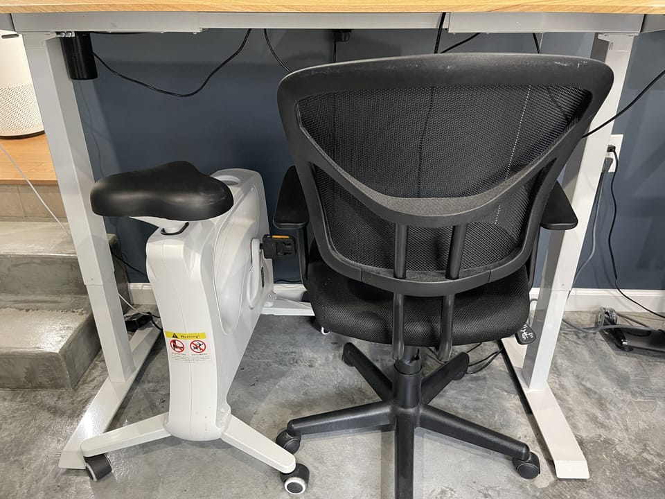 Sit, stand or cycle while working.